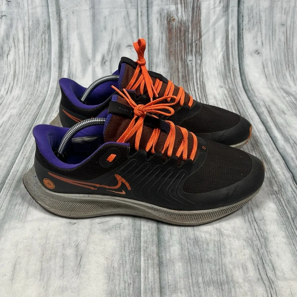 Nike Shield Running Shoes Mens Sz 11 Black Orange Purple Waterproof Trail DC4073